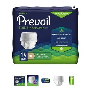 Prevail Daily Underwear XL | 14 Count | Maximum Absorbency | Unisex Disposable